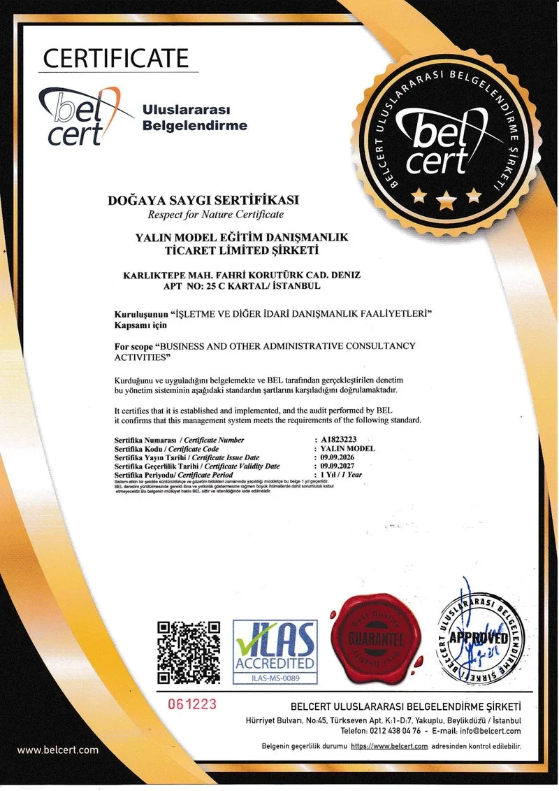 Doğaya Saygı Sertifikası — Respect for Nature Certificate sertifikası