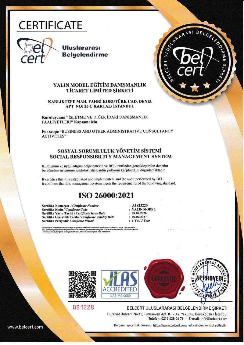 ISO 26000:2021 — Sosyal Sorumluluk Yönetim Sistemi sertifikası